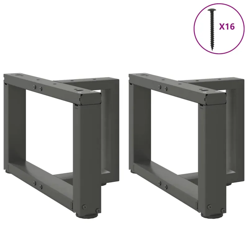Kavos staliuko kojelės, T formos, 2 vnt., antracito spalvos, 50x25x(30-31) cm, plienas
