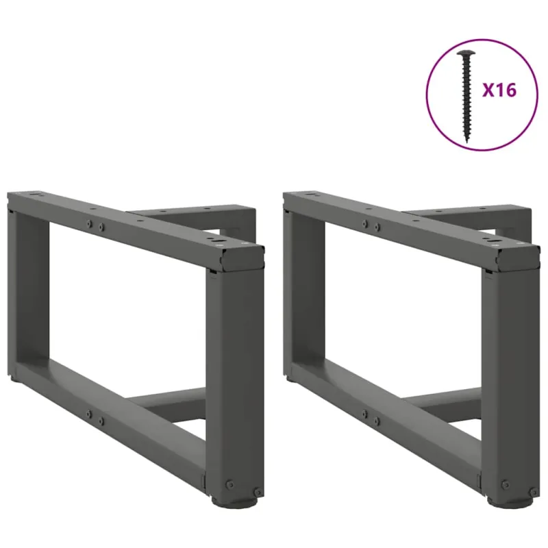 Kavos staliuko kojelės, 2 vnt., antracito spalvos, 60x25x(30-31) cm, plienas