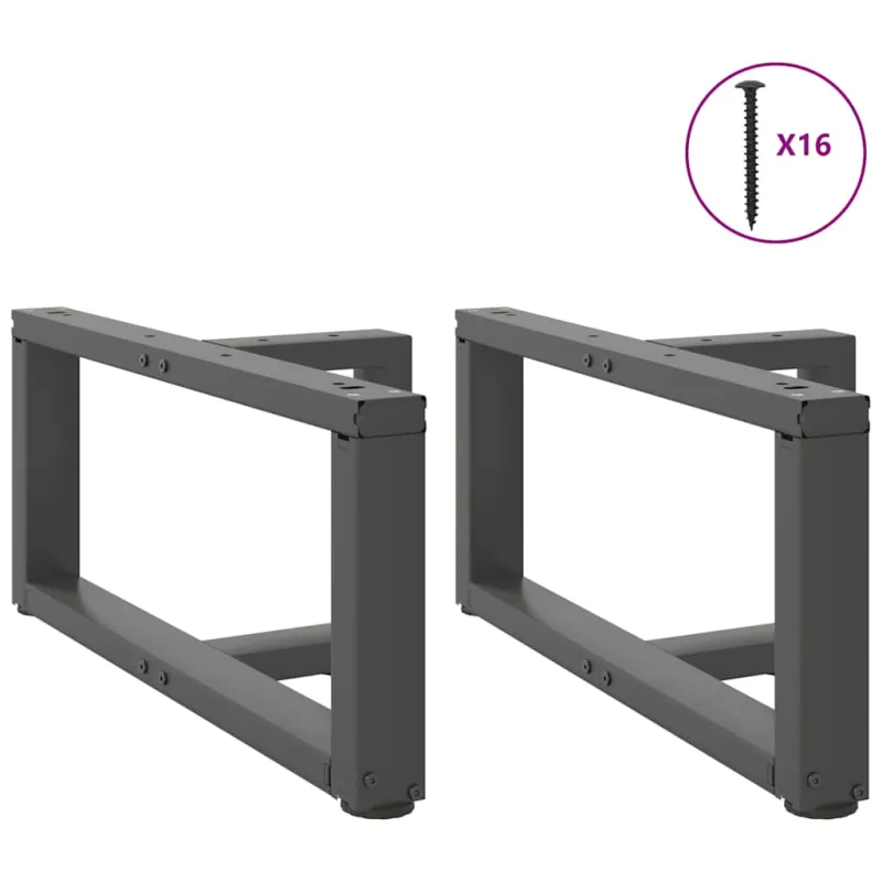Kavos staliuko kojelės, T formos, 2 vnt., antracito spalvos, 70x25x(30-31) cm, plienas