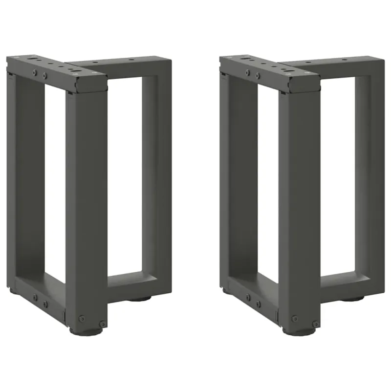Kavos staliuko kojelės, 2 vnt., antracito spalvos, 28x25x(42-43) cm, plienas