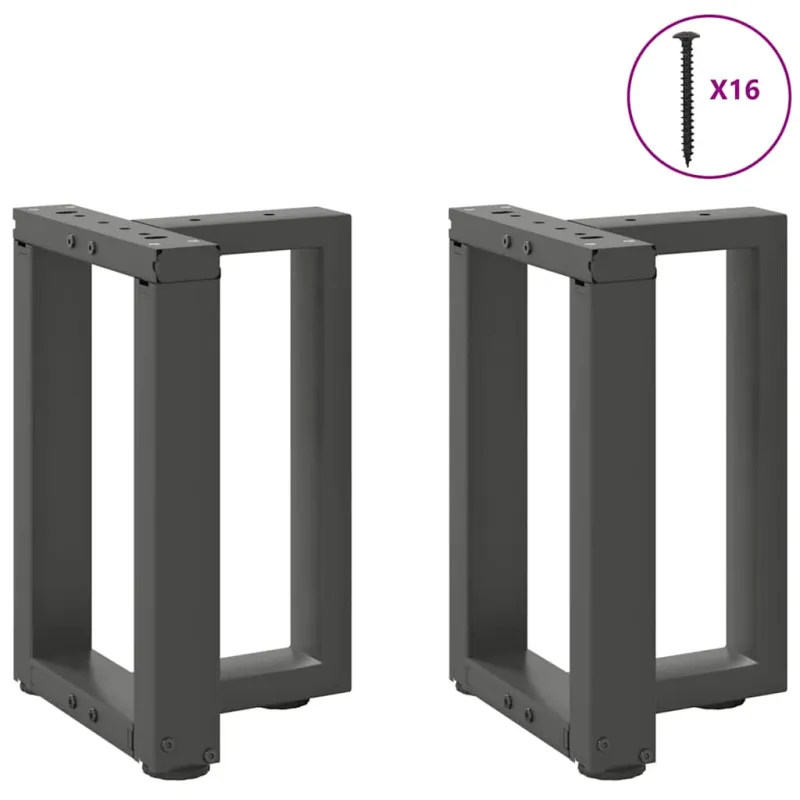 Kavos staliuko kojelės, 2 vnt., antracito spalvos, 28x25x(42-43) cm, plienas