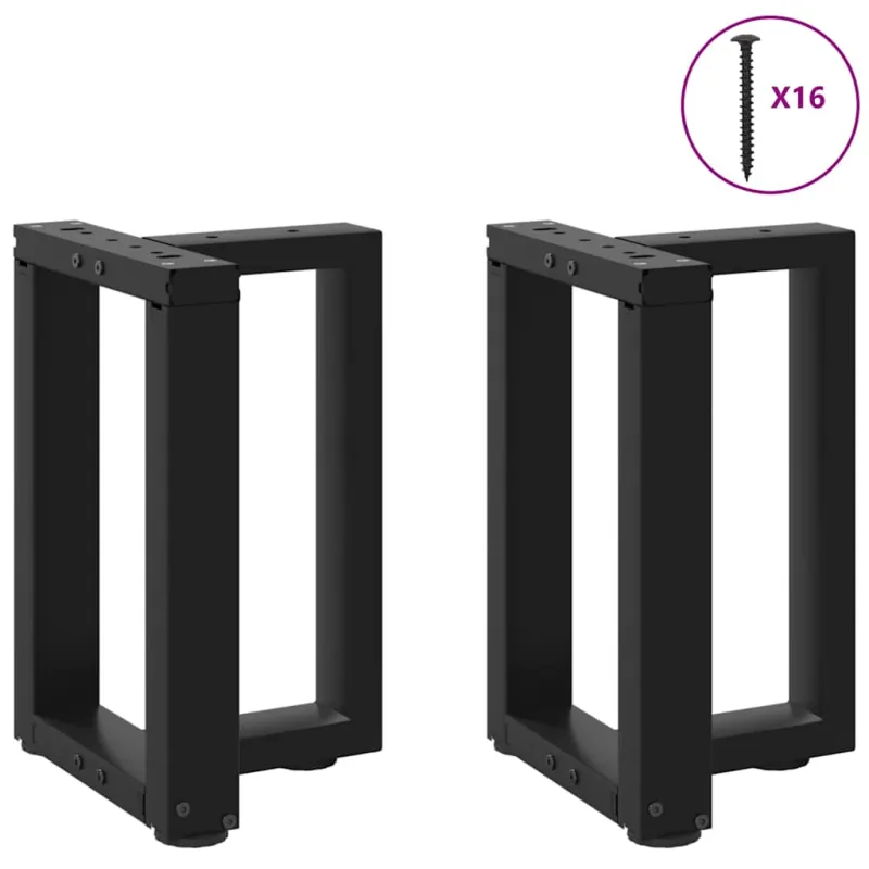 Kavos staliuko kojelės, 2 vnt., juodos, 38x25x(42-43) cm, plienas
