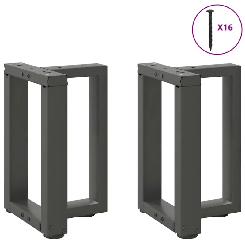 Kavos staliuko kojelės, T formos, 2 vnt., antracito spalvos, 38x25x(42-43) cm, plienas