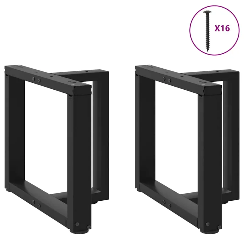 Kavos staliuko kojelės, T formos, 2 vnt., juodos, 50x25x(42-43) cm, plienas