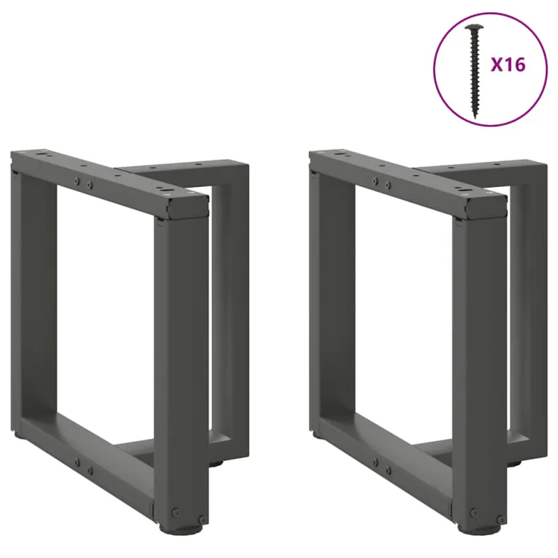 Kavos staliuko kojelės, T formos, 2 vnt., antracito spalvos, 50x25x(42-43) cm, plienas
