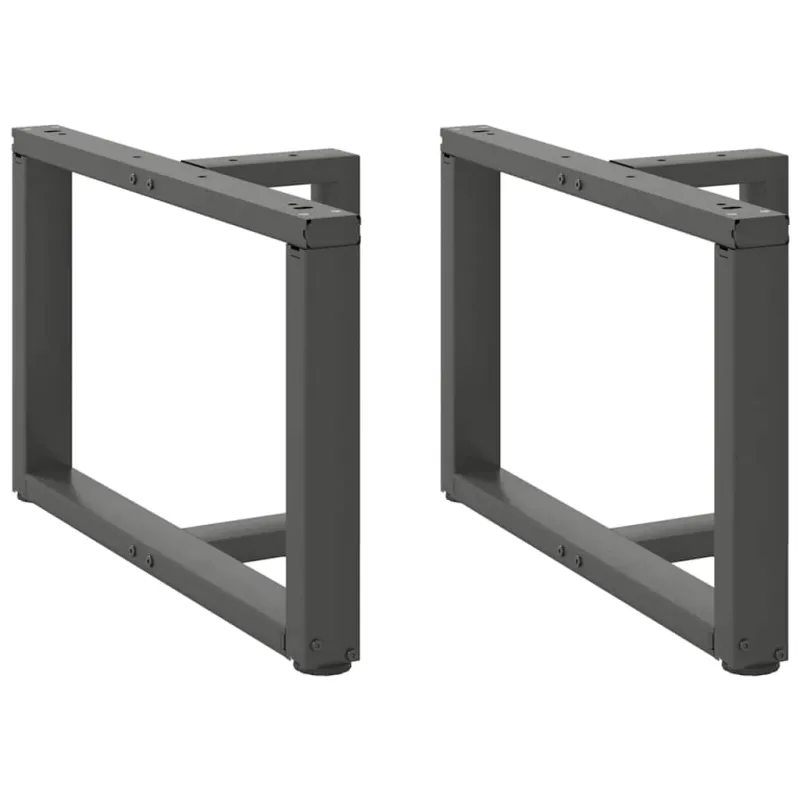 Kavos staliuko kojelės, T formos, 2 vnt., antracito spalvos, 60x25x(42-43) cm, plienas
