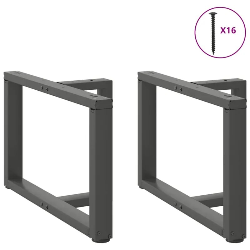 Kavos staliuko kojelės, T formos, 2 vnt., antracito spalvos, 60x25x(42-43) cm, plienas