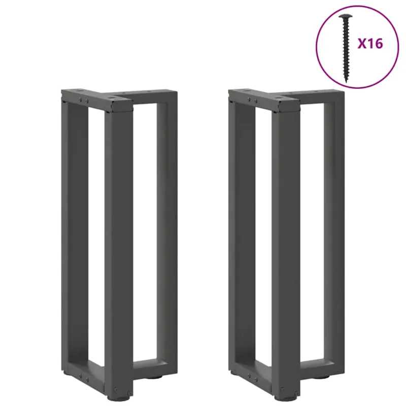 Konsolinio stalo kojos, T formos, 2 vnt., antracito spalvos, 25x28x(72-73) cm, plienas