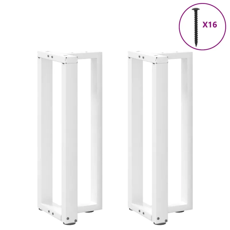 Konsolinio staliuko kojelės, T formos, 2 vnt., baltos, 38x25x(72-73) cm, plienas