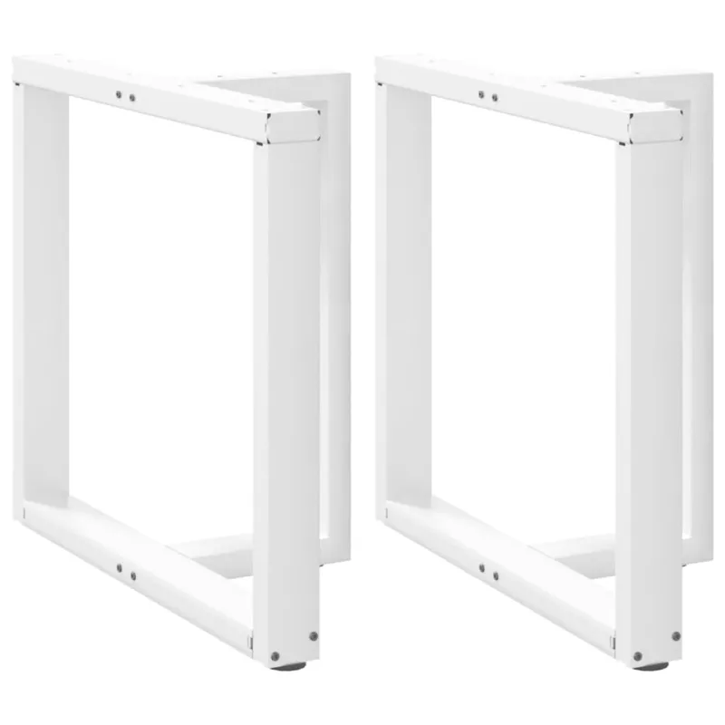 Valgomojo stalo kojelės, 2 vnt., baltos, 80x35x(72-73) cm, plienas, T formos
