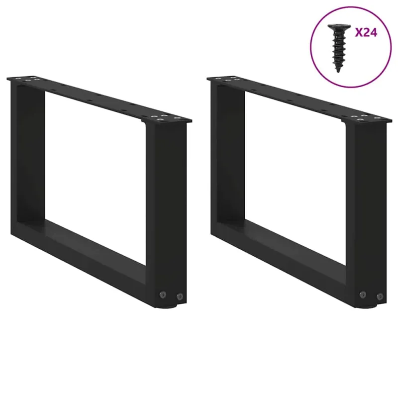 Kavos staliuko kojelės, 2 vnt., juodos, 60x(30-31) cm, plienas, U formos