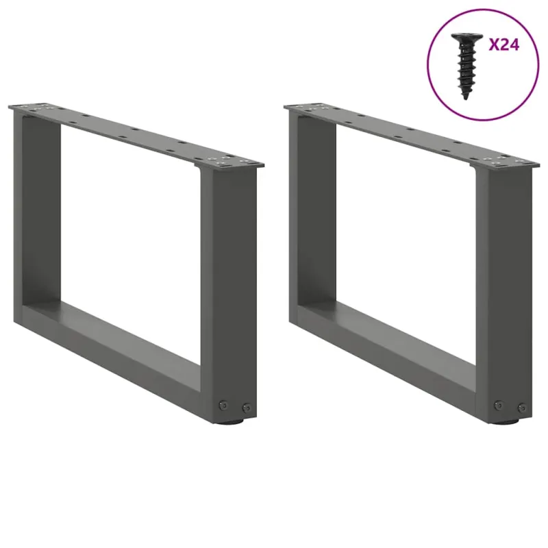 Kavos staliuko kojelės, 2 vnt., antracito spalvos, 60x(30-31) cm, plienas