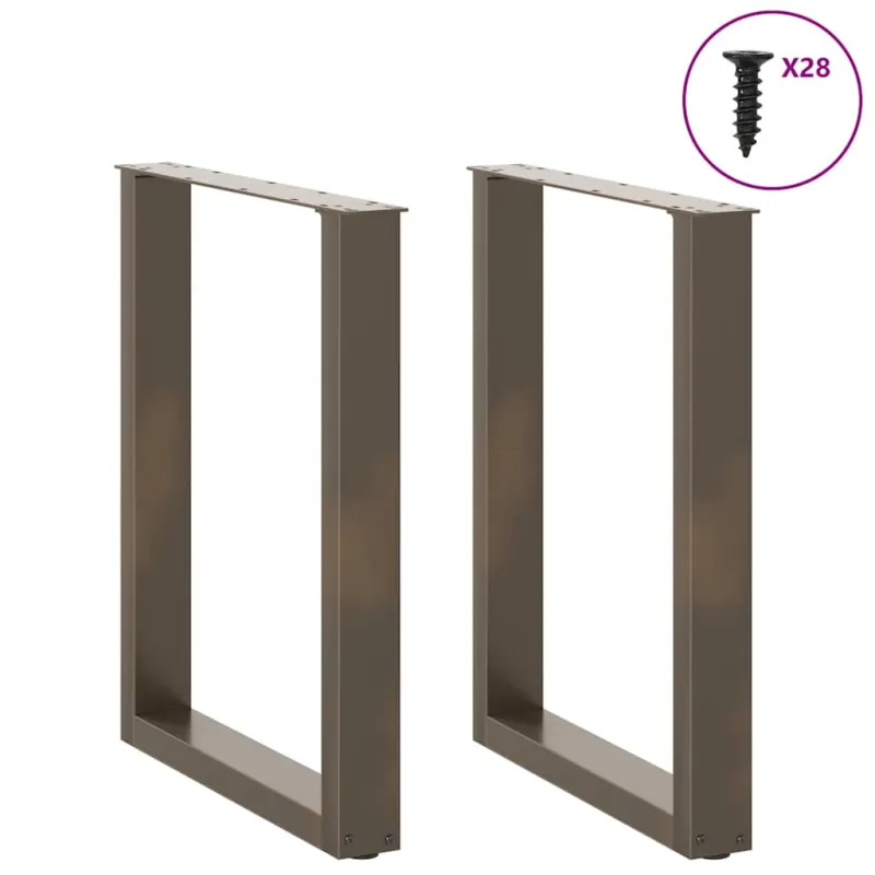 Valgomojo stalo kojelės, U formos, 2 vnt., natūralus plienas, 70x(72-73) cm, plienas