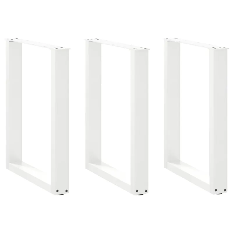 Valgomojo stalo kojelės, 3 vnt., baltos, 70x(72-73) cm, plienas, U formos