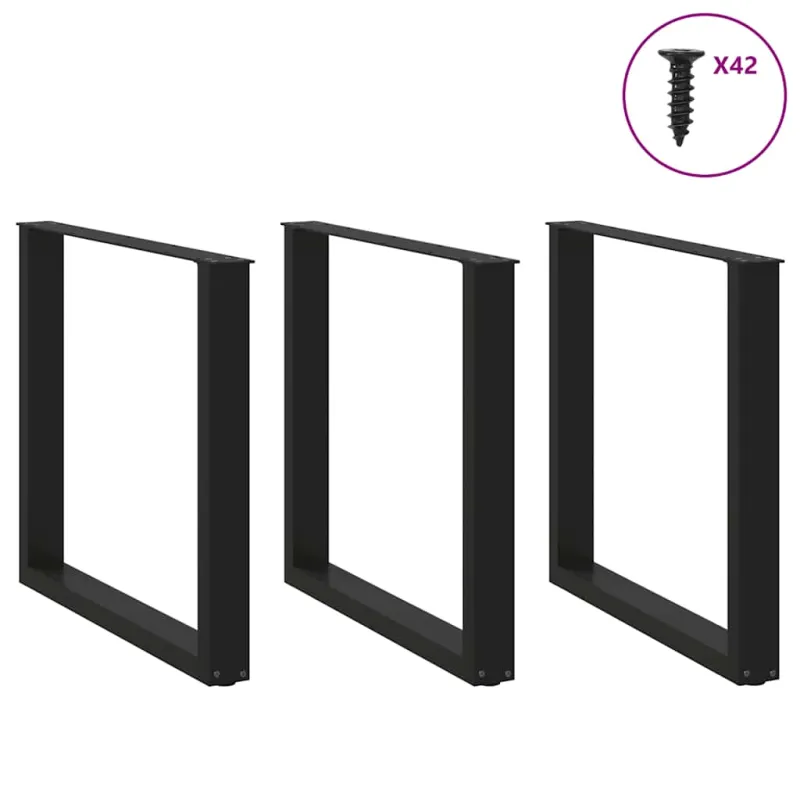 Valgomojo stalo kojelės, 3 vnt., juodos, 80x(72-73) cm, plienas, U formos