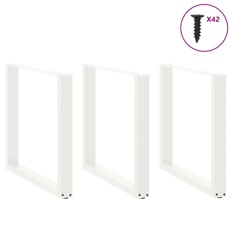 Valgomojo stalo kojelės, 3 vnt., baltos, 80x(72-73) cm, plienas, U formos