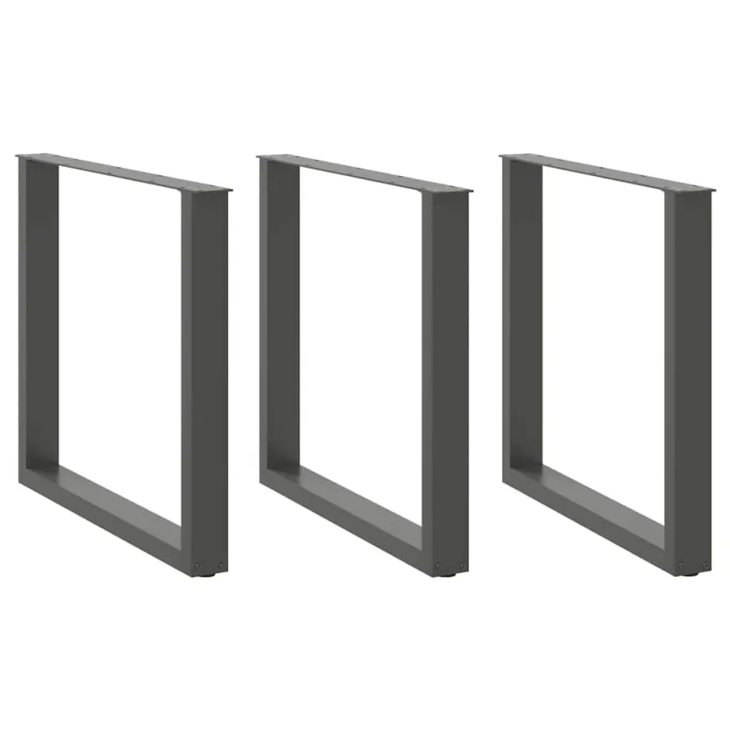 Valgomojo stalo kojos, 3 vnt., antracito spalvos, 80x(72-73) cm, plienas, U formos