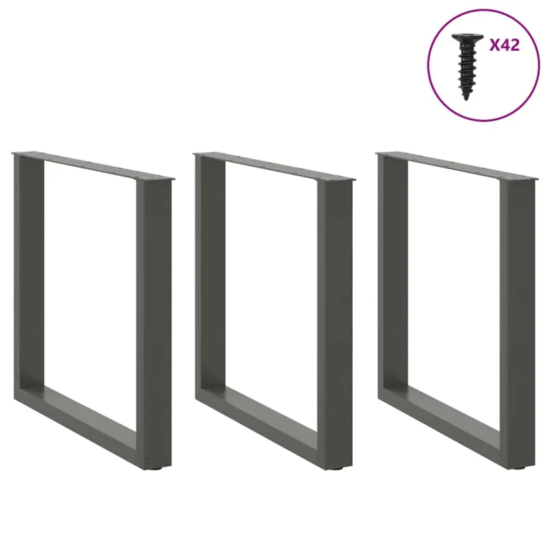 Valgomojo stalo kojos, 3 vnt., antracito spalvos, 80x(72-73) cm, plienas, U formos