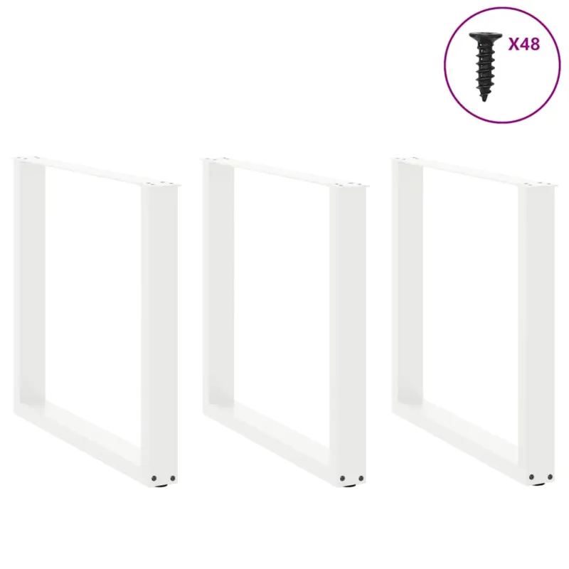Valgomojo stalo kojelės, 3 vnt., baltos, 90x(72-73) cm, plienas, U formos