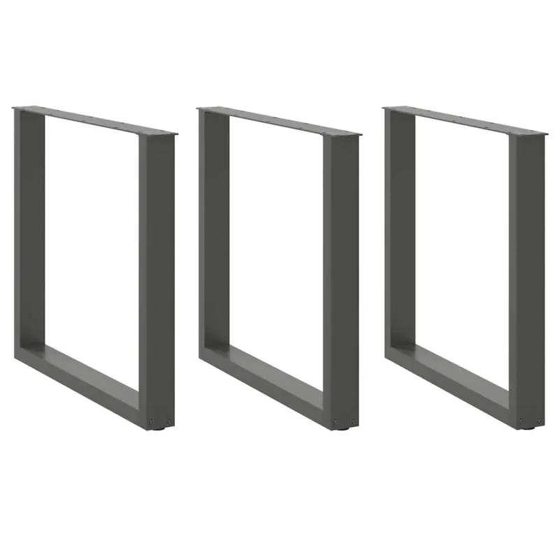 Valgomojo stalo kojos, 3 vnt., antracito spalvos, 90x(72-73) cm, plienas, U formos