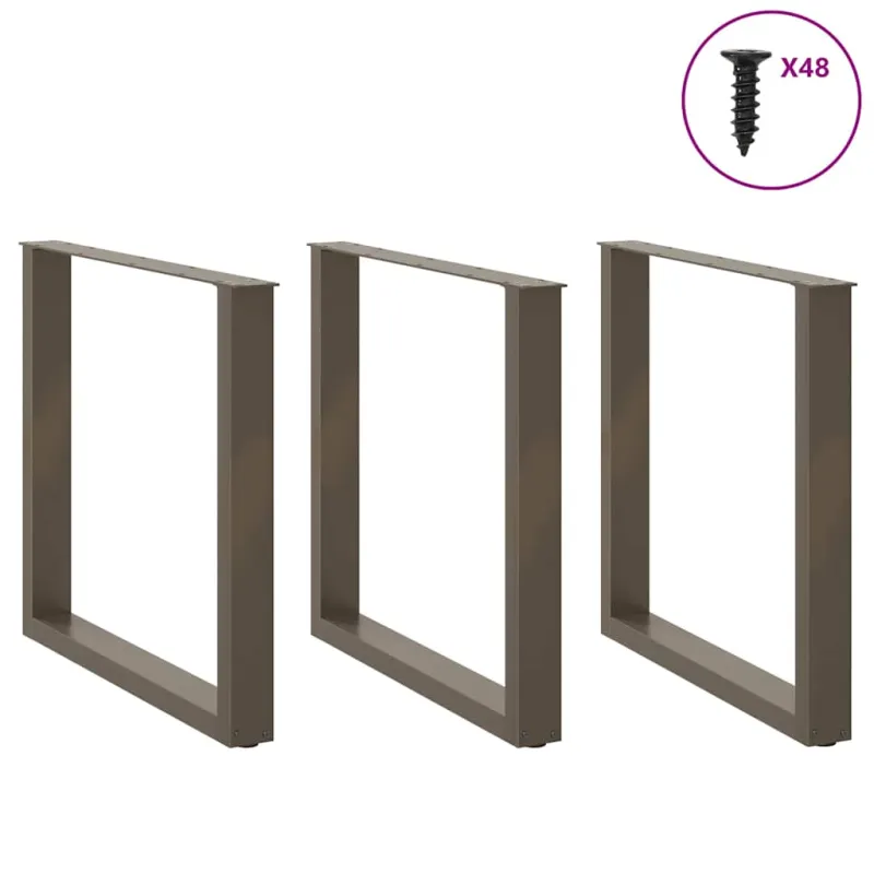 Valgomojo stalo kojelės, U formos, 3 vnt., natūralus plienas, 90x(72-73) cm, plienas