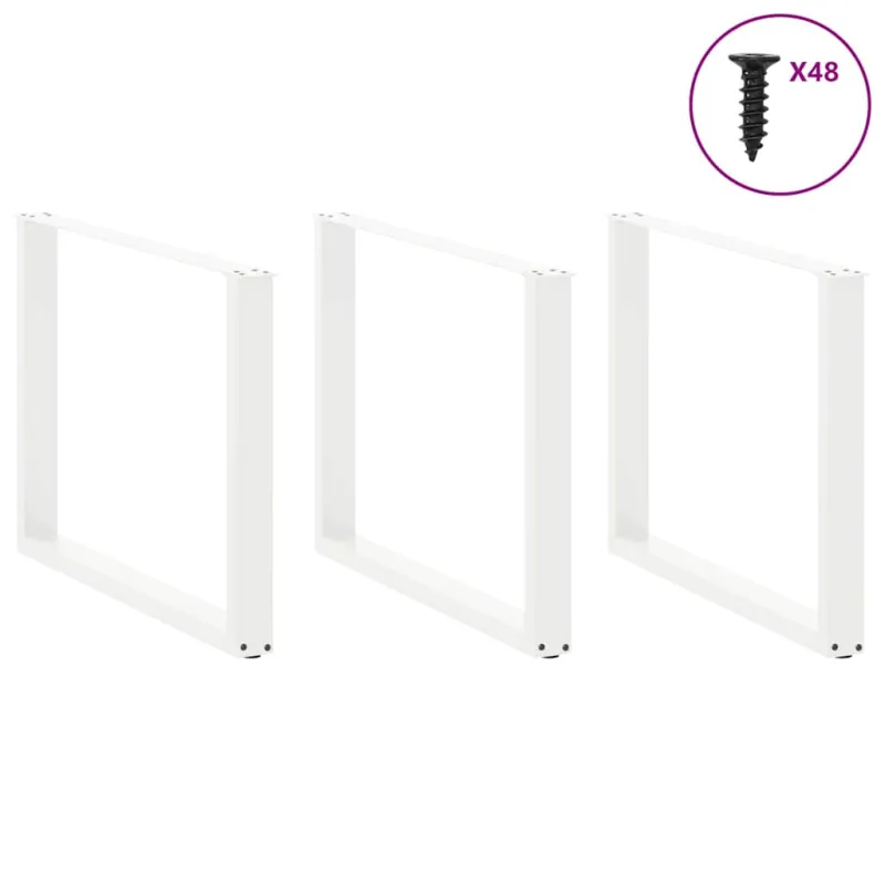 Valgomojo stalo kojelės, 3 vnt., baltos, 100x(72-73) cm, plienas, U formos