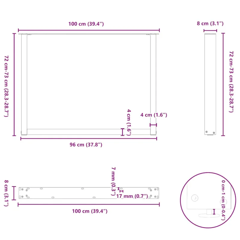 Valgomojo stalo kojelės, 3 vnt., baltos, 100x(72-73) cm, plienas, U formos