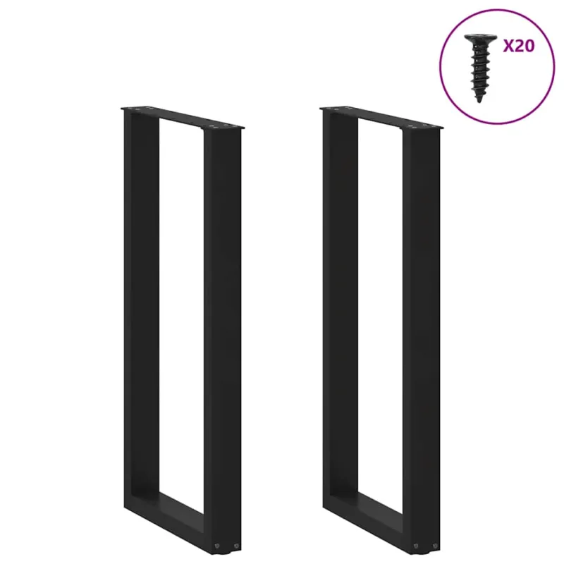 Baro stalo kojos, U formos, 2 vnt., juodos, 40x(100-101) cm, plienas