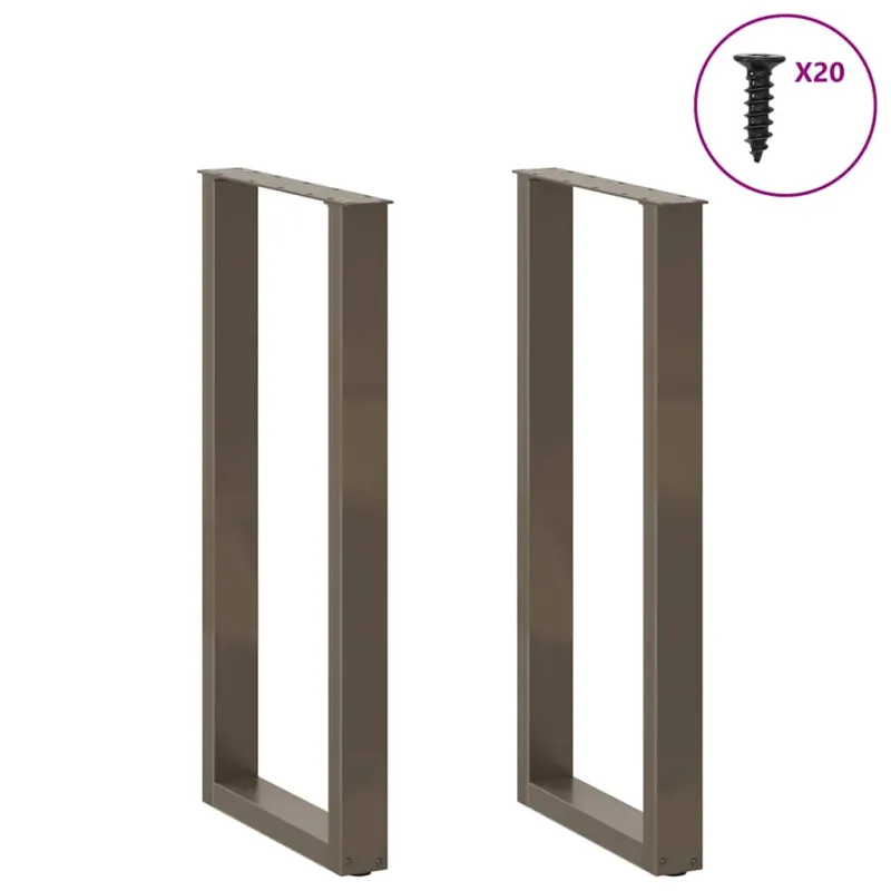 Baro stalo kojos, U formos, 2 vnt., natūralus plienas, 40x(100-101) cm, plienas