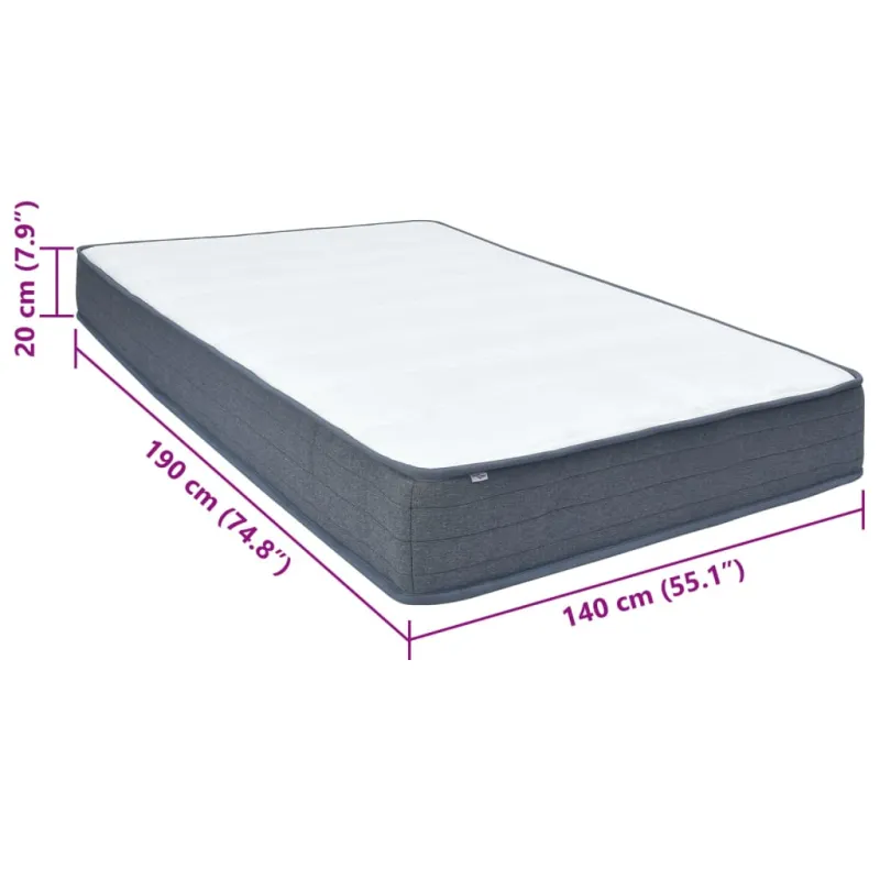 Box Spring Čiužinys, 190x140x20cm, vidutinio minkštumo, audinys