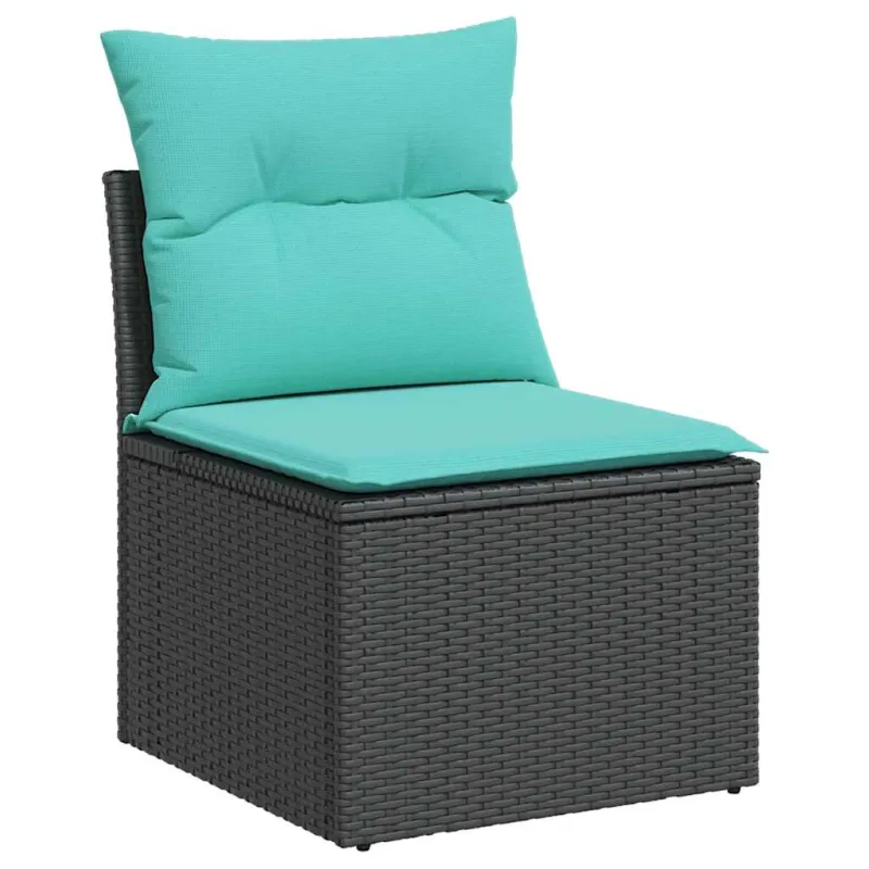 Sofoksen 6-os osainen setti tyynyine, musta, polyrattana