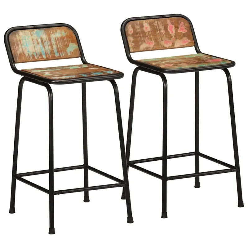 Baro taburetės, 2vnt., 46x35,5x80 cm, perdirbtos medienos