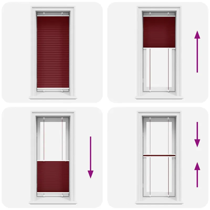 Plisuota žaliuze Bordo raudona 60x150 cm Audinio plotis 59,4 cm