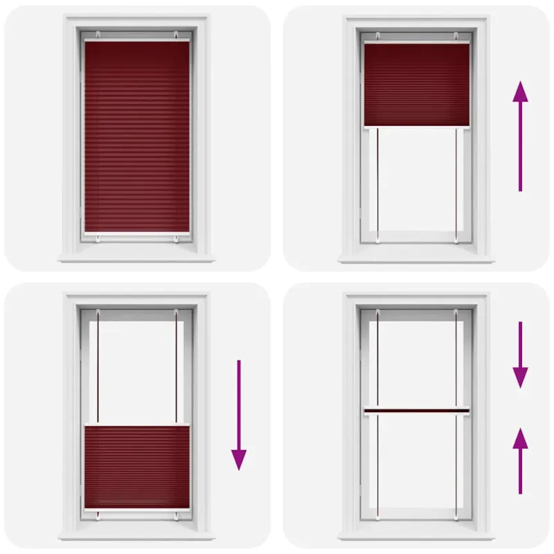Plisuota žaliuze Bordo raudona 70x150 cm Audinio plotis 69,4 cm