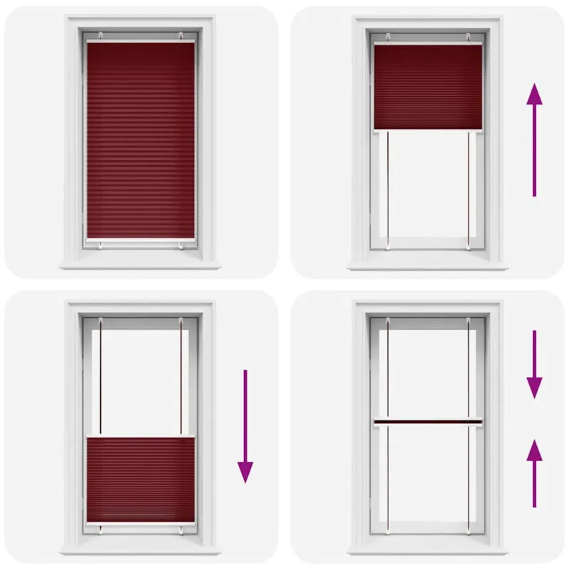 Plisuota žaliuze Bordo raudona 75x150 cm Audinio plotis 74,4 cm