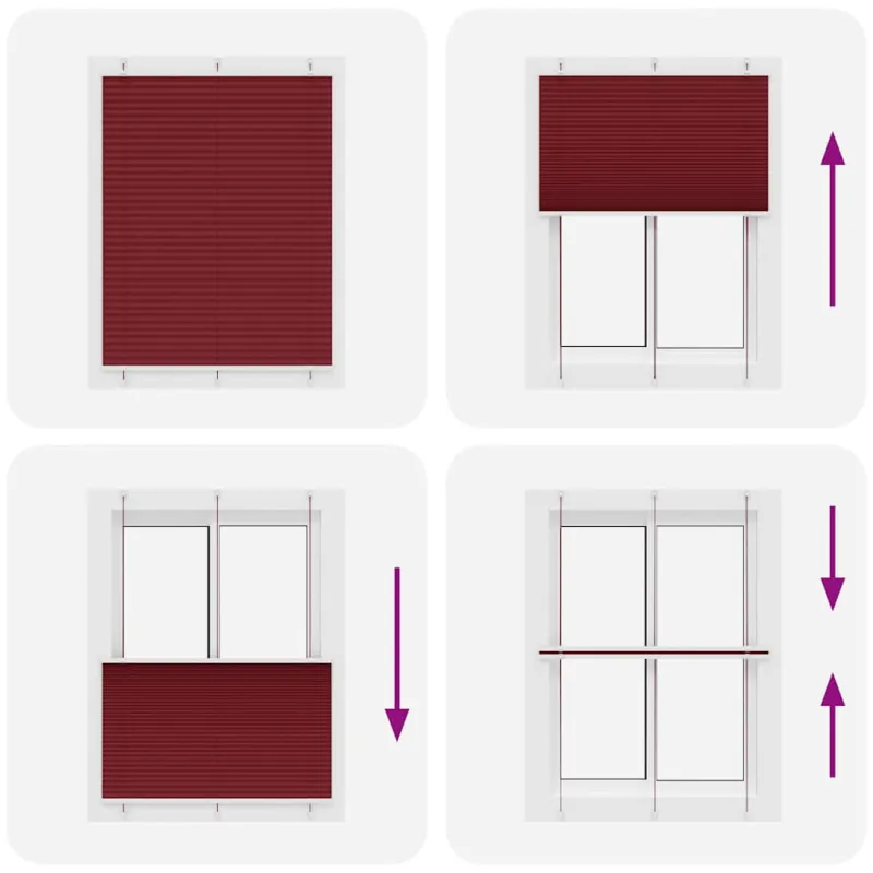 Plisuota žaliuze Bordo raudona 110x150 cm Audinio plotis