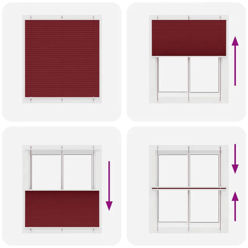 Plisuota žaliuze Bordo raudona 115x150 cm Audinio plotis