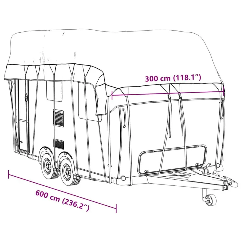 Karavano stogo dangtis, pilkas, 600x300cm, neaustinis audinys