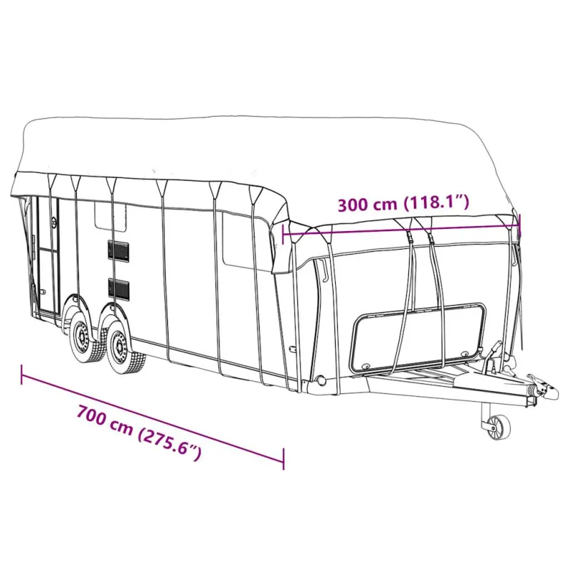 Karavano stogo dangtis, pilkas, 700x300cm, neaustinis audinys
