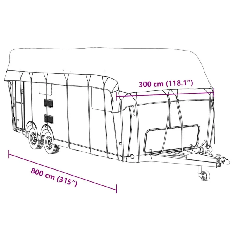 Karavano stogo dangtis, pilkas, 800x300cm, neaustinis audinys