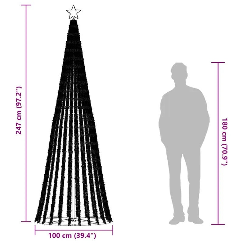 LED Kalėdų eglutė 475 LED Šiltai balta 247 cm