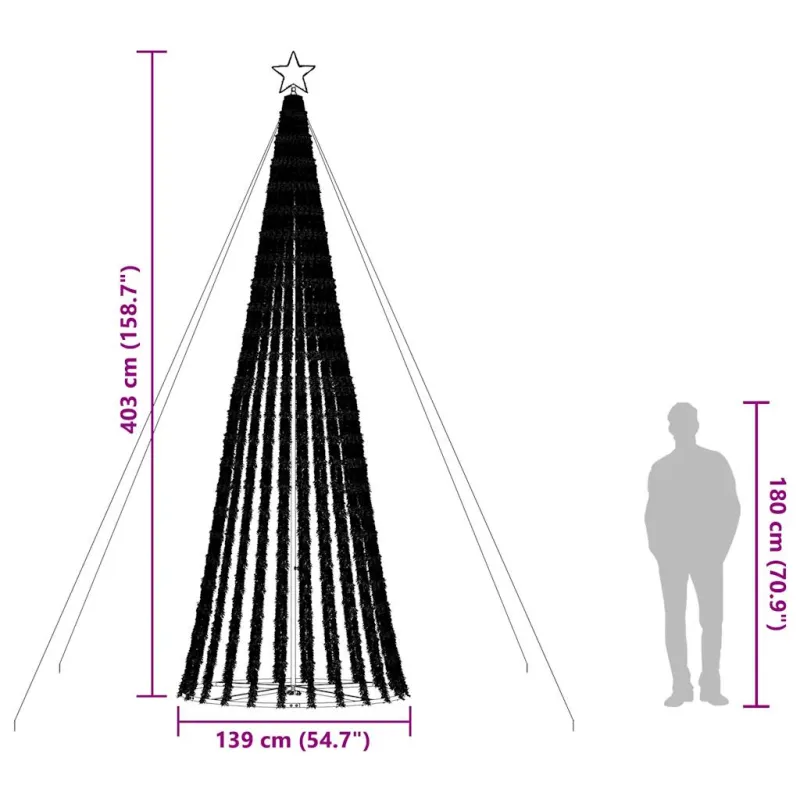 LED Kalėdų eglutė 1028 LEDs Šalta Balta 403 cm