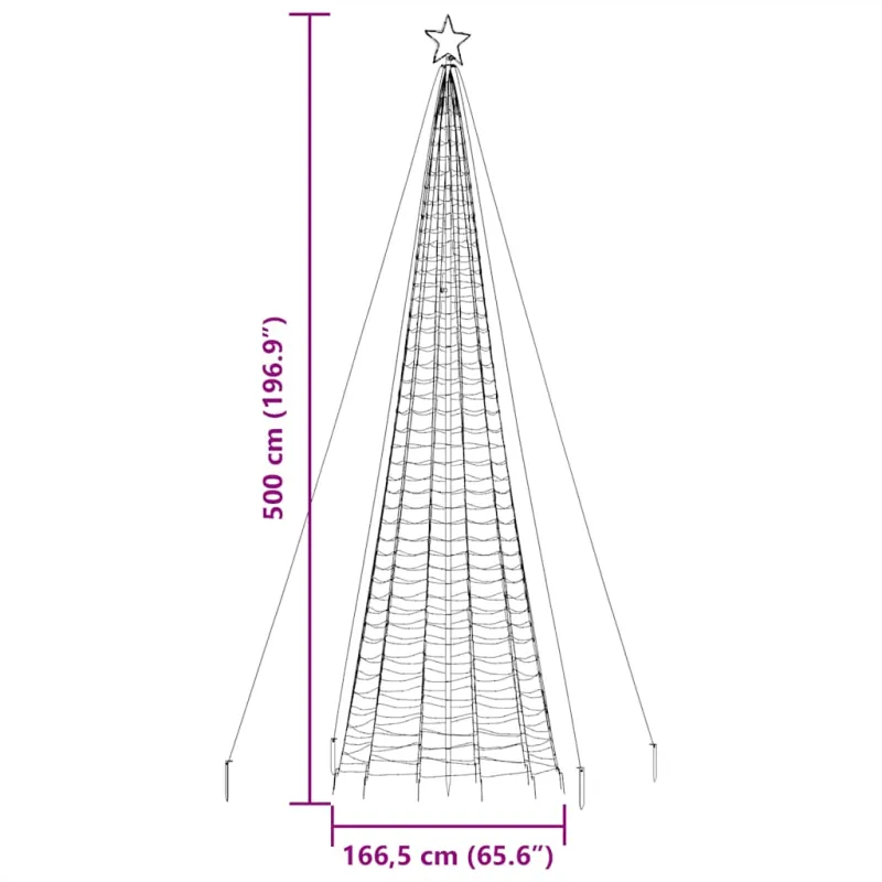 LED Kalėdų eglutė su smaigaliais 1534 LED Šiltai balta 500 cm