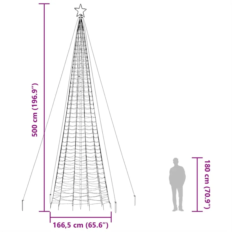 LED Kalėdų eglutė su smaigaliais 1534 LED Šiltai balta 500 cm