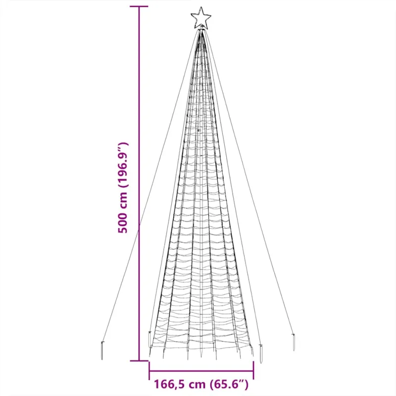 LED Kalėdų eglutė su smaigaliais 1534 LED Mėlyna 500 cm