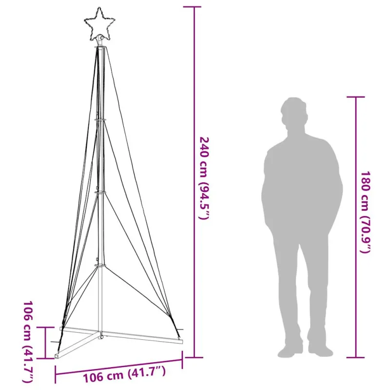 LED Kalėdų eglutė 483 LED Šalta Balta 240 cm
