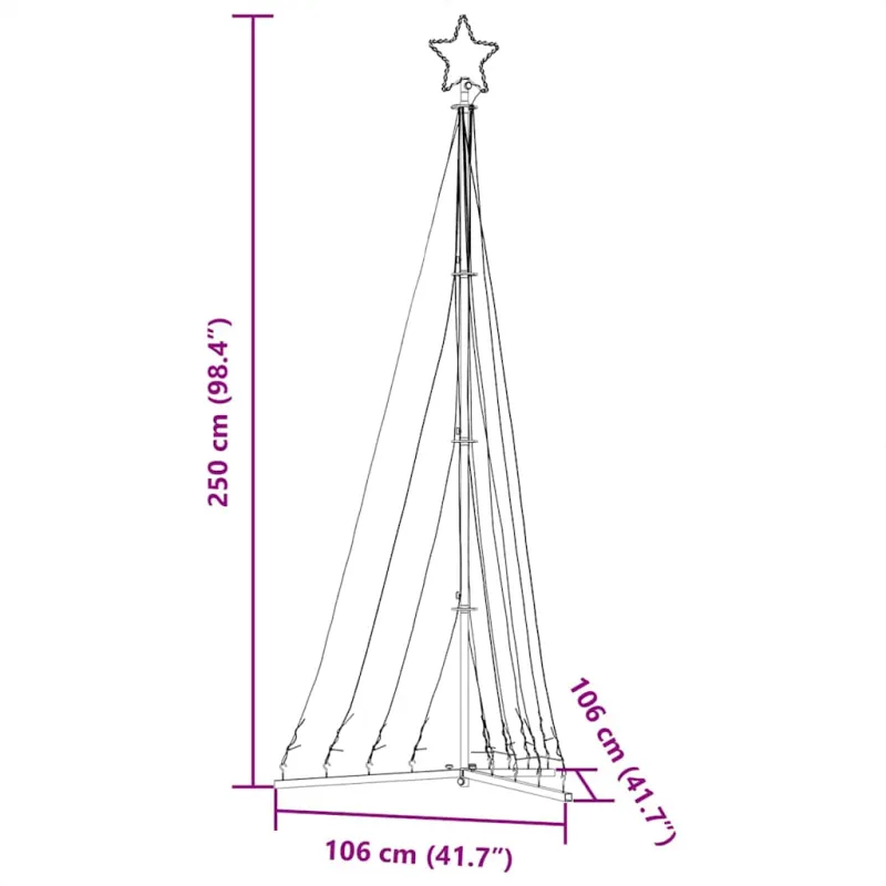 LED Kalėdų eglutė 447 LED Šiltai Balta 250 cm