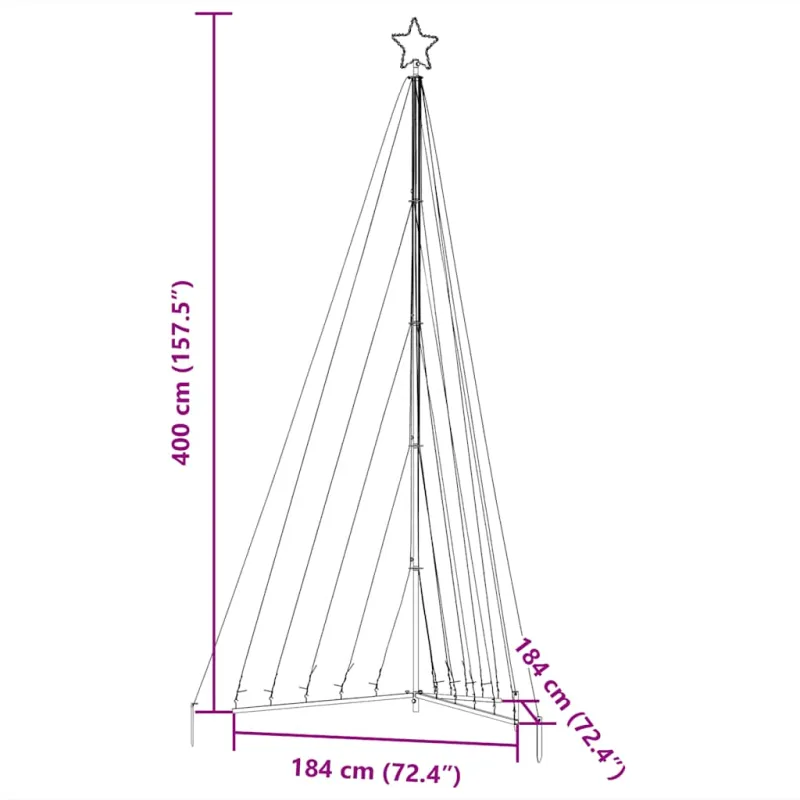 LED Kalėdų eglutė 570 LEDs Šilta Balta 399 cm