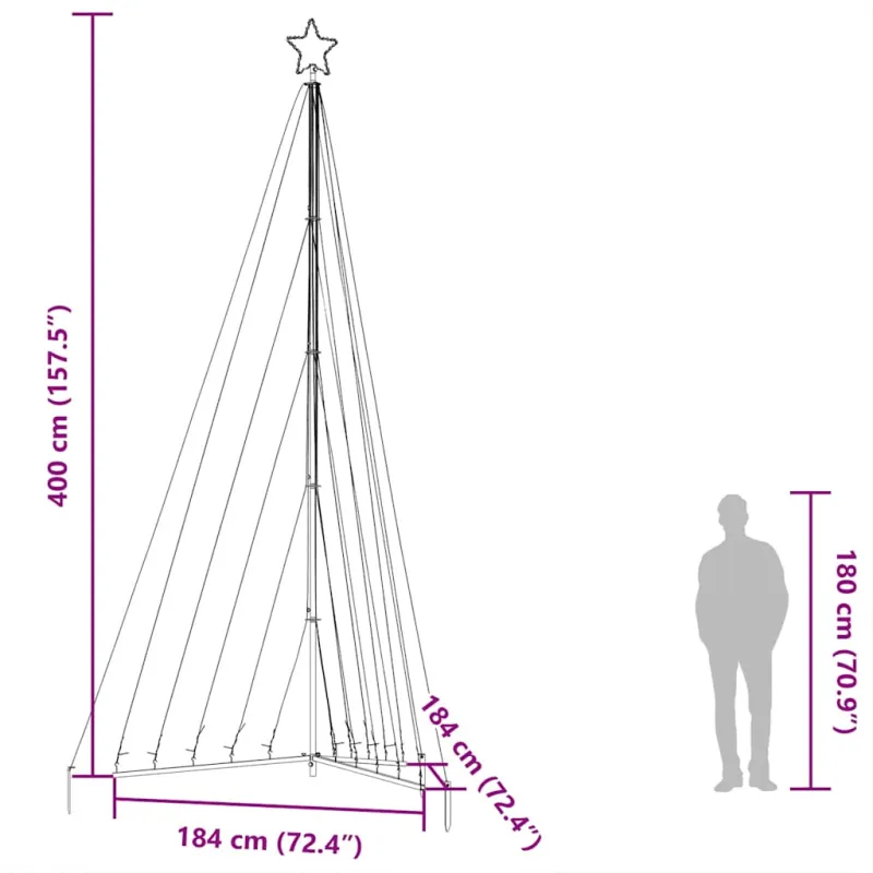 LED Kalėdų eglutė 570 LEDs Šilta Balta 399 cm