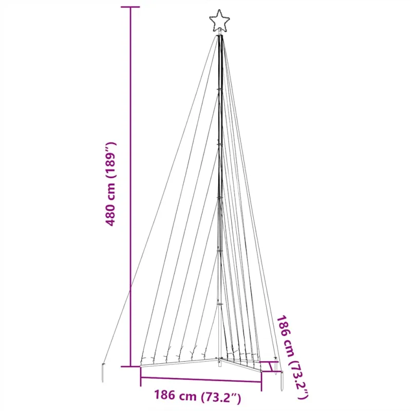LED Kalėdų eglutė 789 LED Šaltai Balta 476 cm